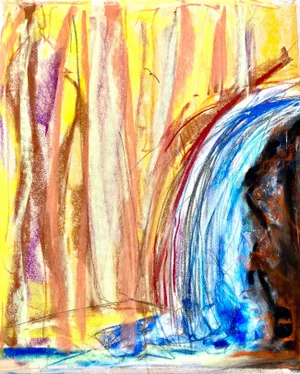 "Waterfall II" Contemporary Abstract Pastel Drawing by Erik Sulander
