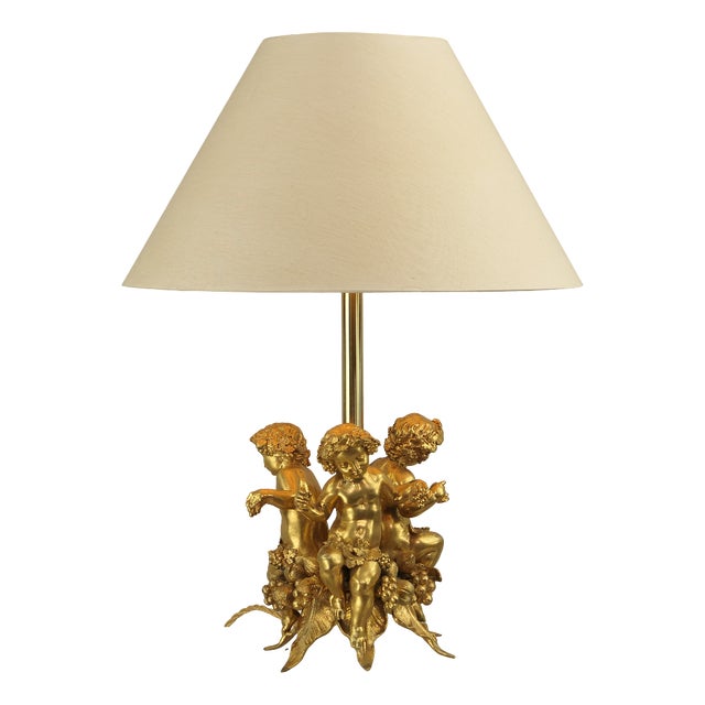 Bronze Bacchus Putti Table Lamp, 1900s For Sale