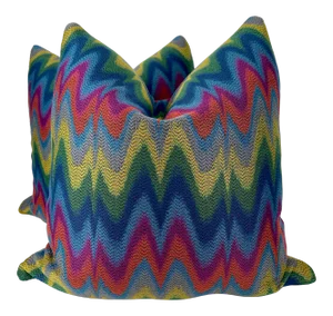 Woven Bargello in Multi 22" Pillows-A Pair