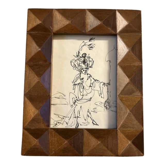 1950’s Original Small Theatre Study Pen & Ink Drawing Framed For Sale