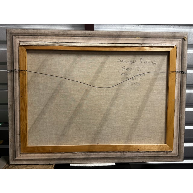 Mid-Century Modern Aleksandr Poklad "By the Airplane" Large Original Oil Painting – Framed, 2004 For Sale - Image 3 of 4