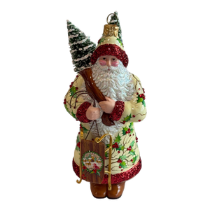 Patricia Breen “Holly’s” Santa Hand-Painted Glass Christmas Ornament