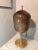 Brown Large Satin Brass & Ribbed Milky Glass Floor Lamp For Sale - Image 8 of 8