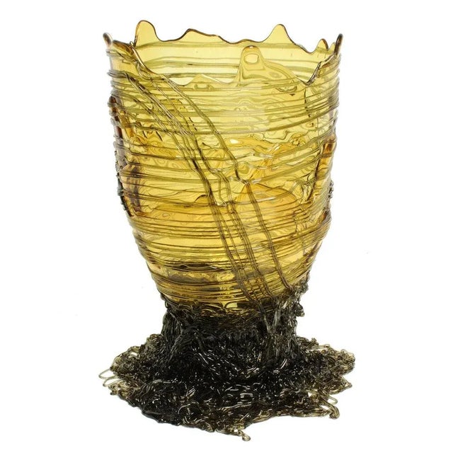 Contemporary Clear Yellow and Clear Grey Spaghetti Vase by Gaetano Pesce for Fish Design For Sale - Image 3 of 3