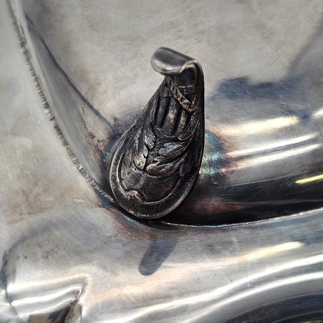 Silver French Style Silverplate Serving Tray — Scalloped Beaded Rim With Claw Feet 12" For Sale - Image 8 of 8