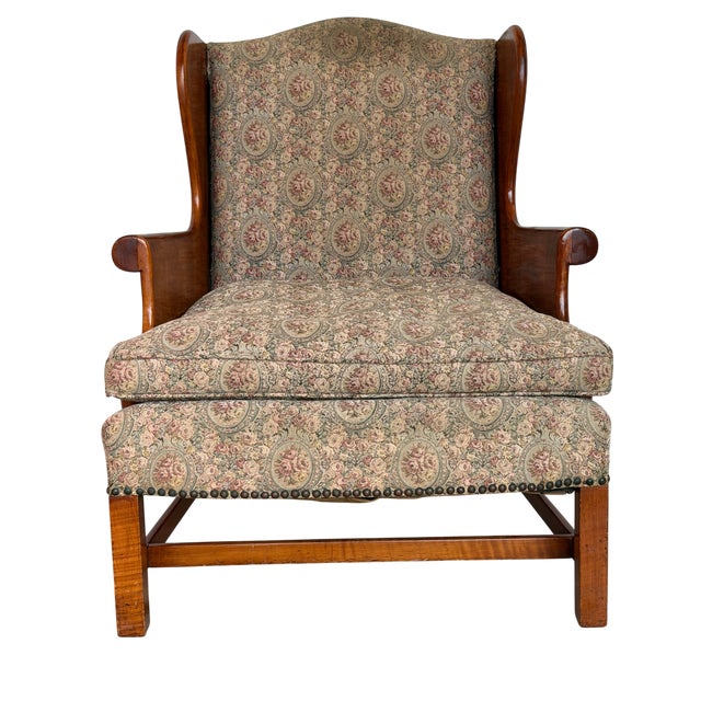 Brown 20th Century Attrib. Early Stickley "Connecticut Valley" Wingback Chair For Sale - Image 8 of 9