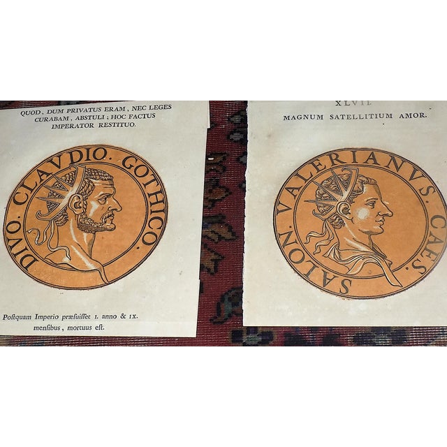 Authentic Antique Early 18th C. Hubert Goltzius Chiaroscuro Color Woodcut Portraits of Roman Emperors -- Set of 12 For Sale - Image 4 of 9