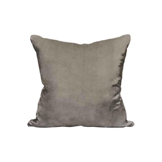 Contemporary The House of Scalamandré Strie Velvet Pillow, Sage For Sale - Image 3 of 3
