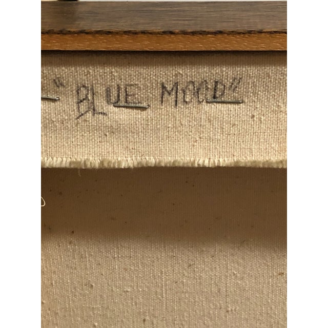 1960s Oil Painting Blue Mood For Sale - Image 4 of 7