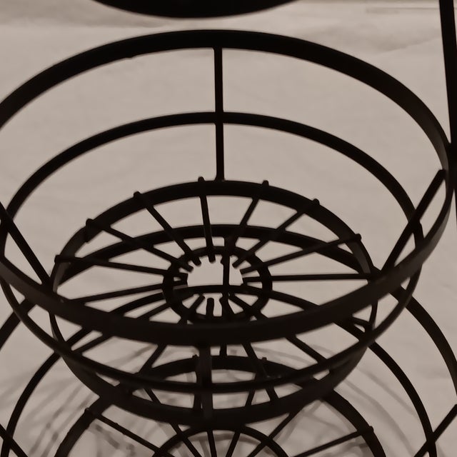 Large Vintage 3 Tier Wrought Iron Fruit/Food Holder/ Kitchen Stand For Sale - Image 11 of 12