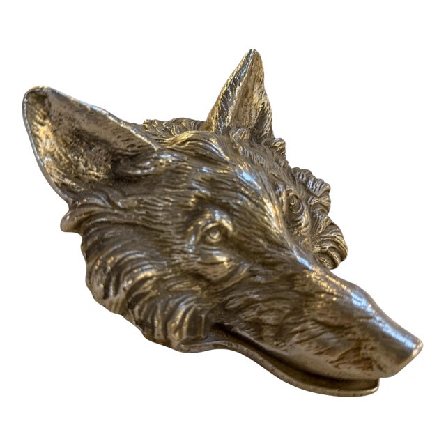 Vintage Silver-Tone Fox Head Paper Clip, Desk Accessory For Sale