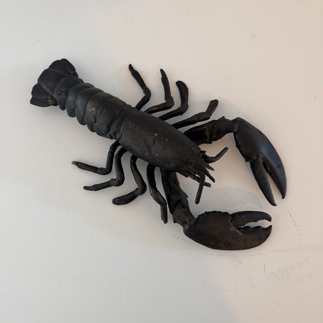 Black Vintage Large Blackened Cast Metal Lobster Sculpture For Sale - Image 8 of 8