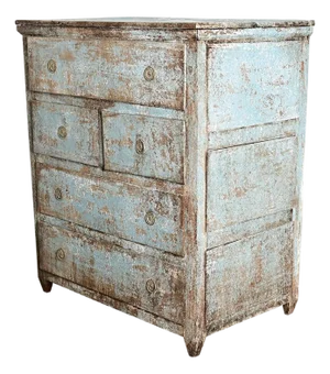 Spanish 19th Century Painted Chest of Drawers From Catalonia
