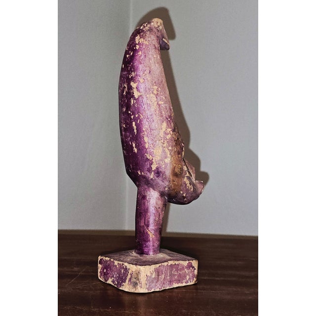 Wood Mid 20th Century Papua New Guinea Yina Spirit Figure in Purple Pigment For Sale - Image 7 of 12