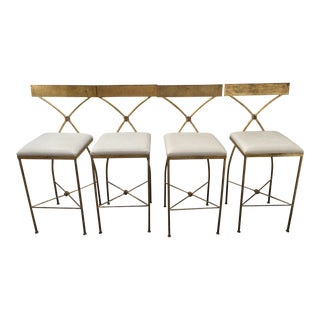 Faux Leather Bar Stools - Set of 4 For Sale