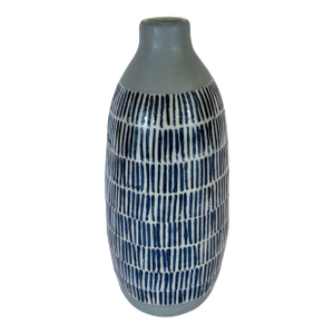 Interlude Home Mid-Century Modern Style Gray, White, and Blue Pottery Vase
