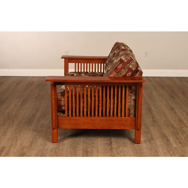 Bassett Furniture Mission Style Oak Spindle Settee For Sale - Image 16 of 18