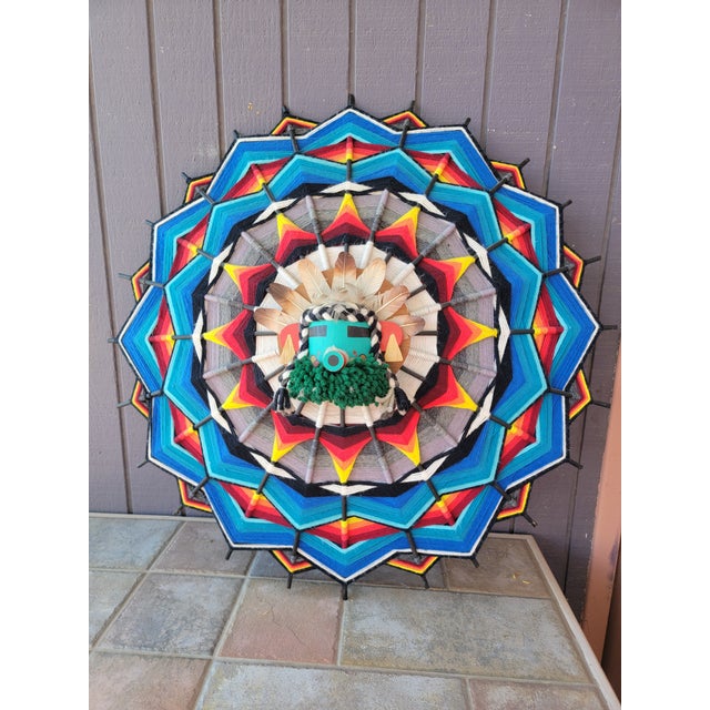 Vintage Ojo De Dios Hopi Hopk Dawa (Sun God) Signature Affixed For Sale - Image 4 of 10