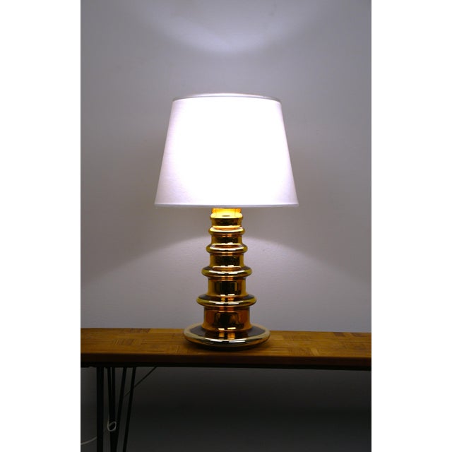 1960s Large Mercury Golden Glass Table Lamp by Gustaf Leek for Orrefors, 1960s For Sale - Image 5 of 9