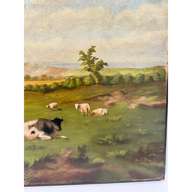 English 19th Century Pastoral Landscape With Cattle & Sheep Grazing For Sale - Image 4 of 10