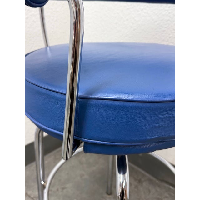Blue Circa 1970's Le Corbusier Style Bar Stool For Sale - Image 8 of 12
