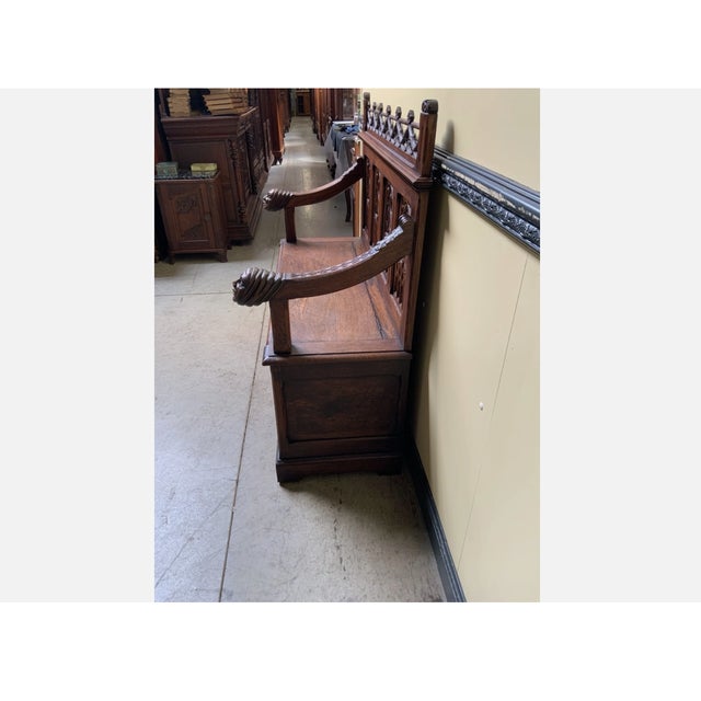 Antique Neo-Gothic Chest Bench, 1880 For Sale - Image 10 of 14