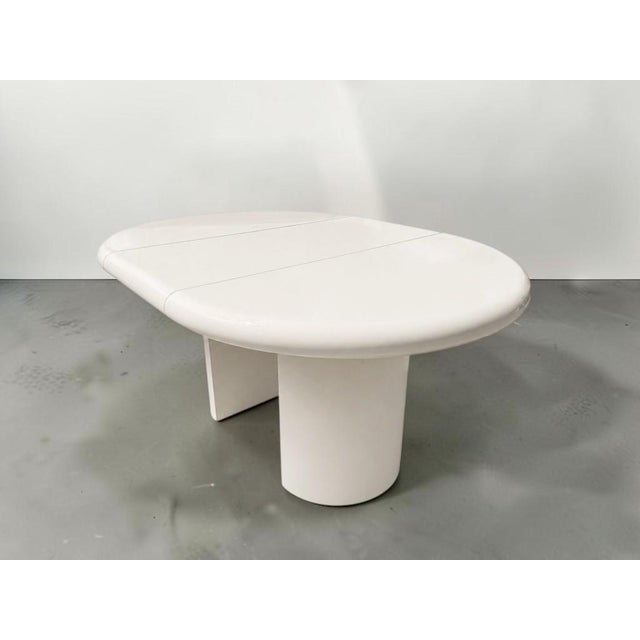 Ivory 1970s Karl Springer Style Extending Dining Room Table For Sale - Image 8 of 14