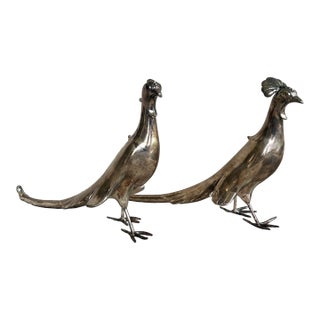 1960s Alfred Flauder for Weidlich Brothers Silver-Plated Birds Figurines- Set of 2 For Sale