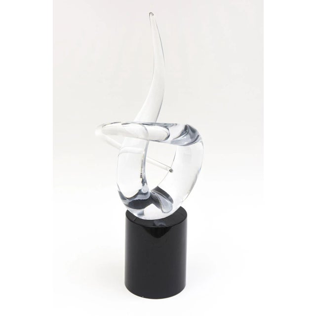 Black Vintage Murano Signed Twisted Hand Blown Glass Sculpture by Renatro Anatro in Clear and Black For Sale - Image 8 of 10