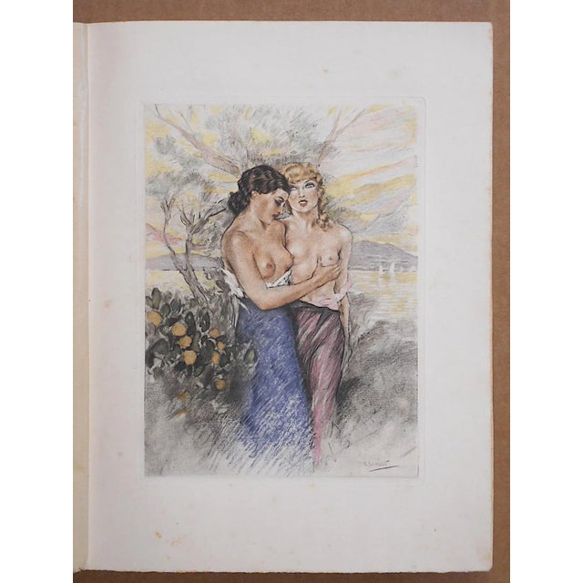 Printmaking Materials Vintage Ltd. Edition Hand Colored Etching-Signed-Listed French Artist-Edouard Chimot-1936 For Sale - Image 7 of 7