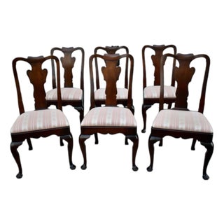Vintage Statton-OldTowne Set of Six Queen Anne Style Cherry Side Dining Chairs For Sale