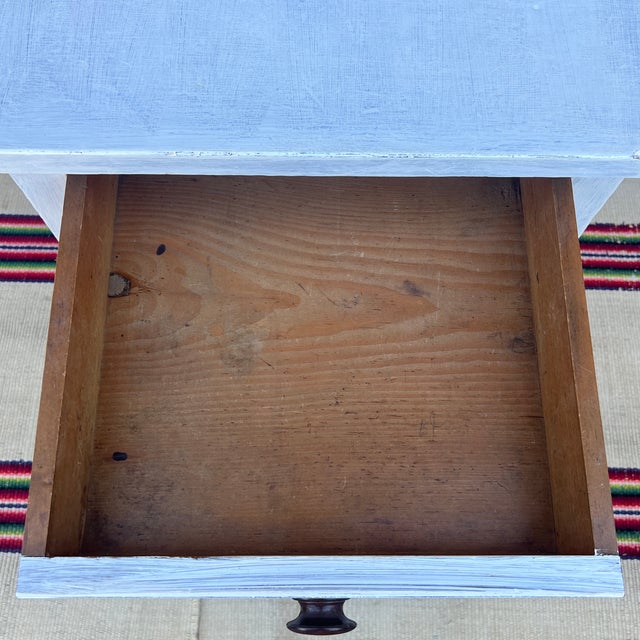 A Antique White Painted Softwood Pennsylvania Sheraton One Drawer Side Table, Circa 1850's For Sale - Image 10 of 12