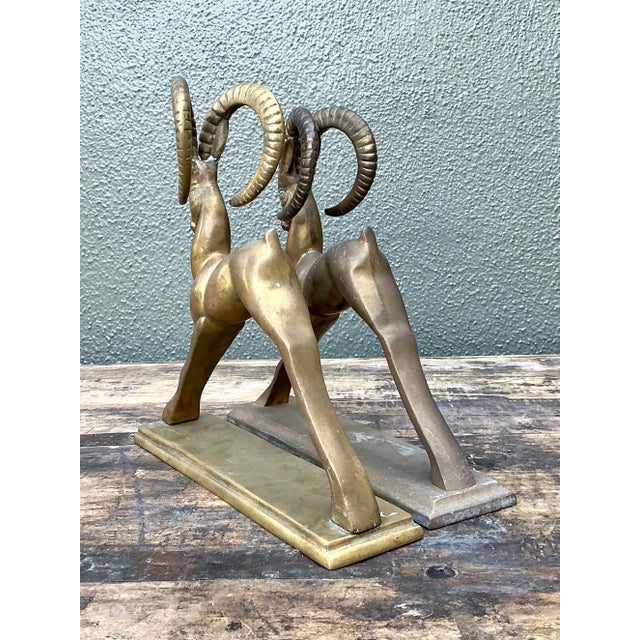 Vintage Brass Ram Bookends - Set of 2 For Sale In West Palm - Image 6 of 12