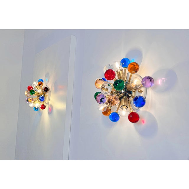Murano Glass and Brass Sputnik Wall Sconces, 1990s, Set of 2 For Sale - Image 14 of 16
