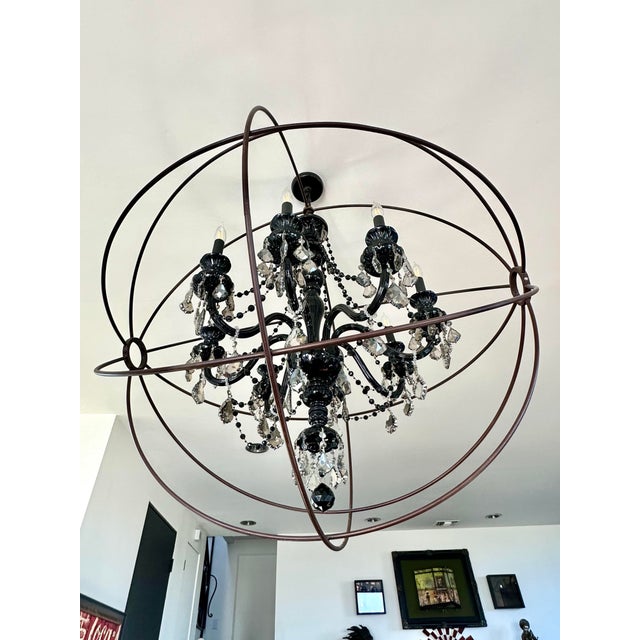Restoration Hardware Restoration Hardware 48” Orb Chandelier With Custom Luxury Crystal Chandelier – One of a Kind For Sale - Image 4 of 6
