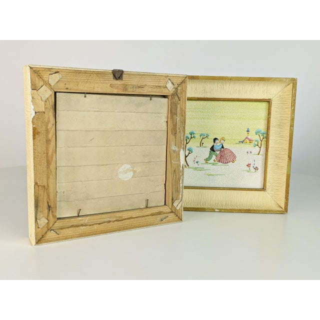 1950s Italian Wall Decorative Ceramic Tiles with Wooden Frame by Lina Poggi Assalini for Ce. As., 1950s, Set of 3 For Sale - Image 5 of 9
