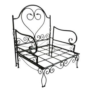 Outdoor Vintage Iron Scroll Mediterranean Arm Chair For Sale