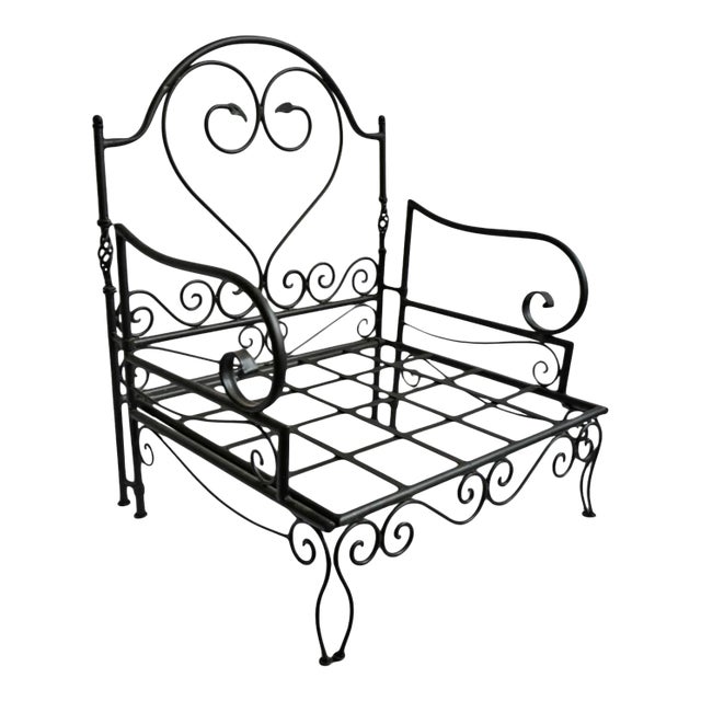 Outdoor Vintage Iron Scroll Mediterranean Arm Chair For Sale