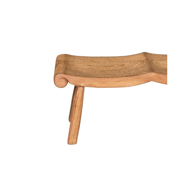 Sculptural Teak Wood Bench, Modern Organic, Stunning Wood Textures For Sale - Image 11 of 12