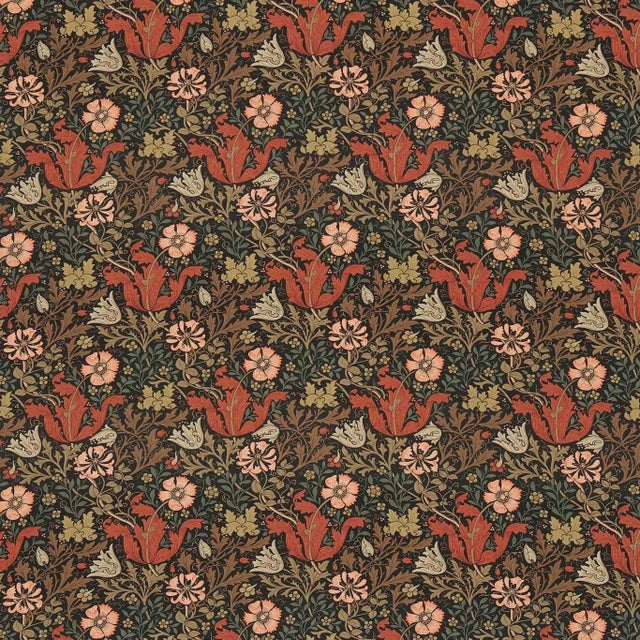 Morris & Co Compton Fabric in Terracotta/Sandstone Cotton - a Sample For Sale