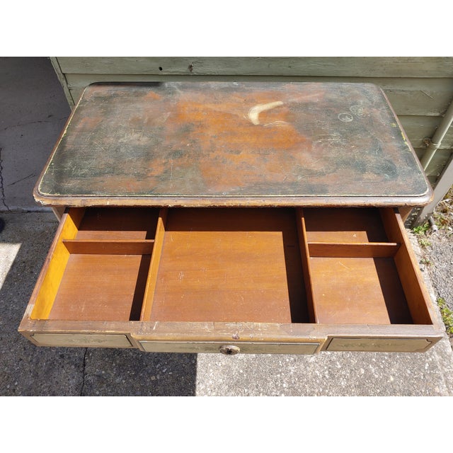 Wood Late 19th Century Victorian Cottage Painted Walnut Sewing Table For Sale - Image 7 of 11