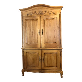 Pine Cabinet Armoire Linen Press For Sale