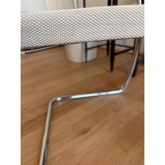 1970s Mies Van Der Rohe for Knoll Mr Armchair in Textured Woven Fabric For Sale - Image 9 of 10