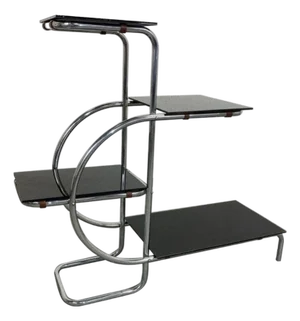 Functionalist Steel Plant Stand attributed to Emile Guyot, 1930s