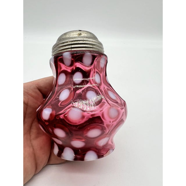 Victorian Red Coin Spot Sugar Shaker by Northwood, Circa 1890-1910's For Sale - Image 3 of 9