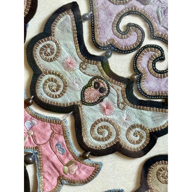 Framed Chinese Antique Embroidery Silk Collar Qing Dynasty For Sale - Image 10 of 17