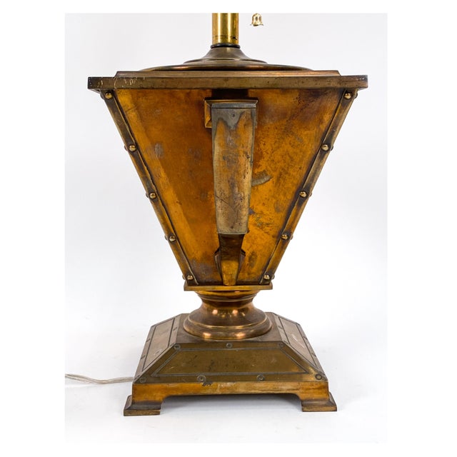 Antique Bradley & Hubbard Arts & Craft Style Brass and Copper Table Lamp For Sale - Image 9 of 9
