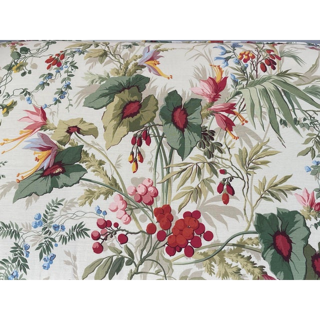 Textile George Smith Attr. Floral Swivel 2 Armchairs and Ottoman For Sale - Image 7 of 11