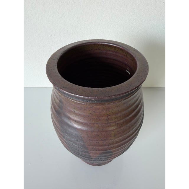 1977 Vintage Organic Studio Pottery Vase – Hand-Thrown Earth Tone Stoneware Vessel, Signed For Sale - Image 4 of 11