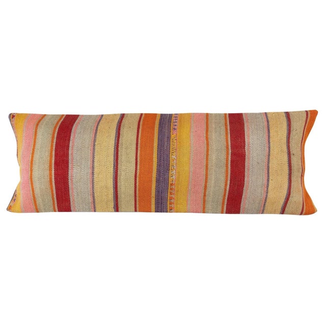 Traditional 12"x35" SET OF 2 - Handmade Kilim Cushion Covers. A pair of Lumbar Pillow Covers For Sale - Image 3 of 4